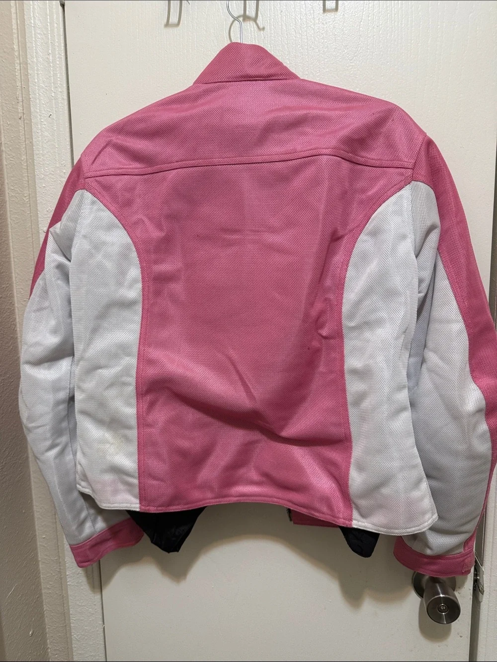 LG Pink and White Women's Motorcycle-Style Jacket